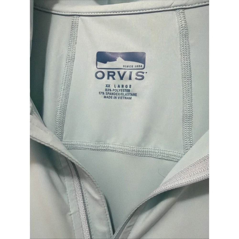 ORVIS Men's XXL light Blue 1/4 Zip Pullover Lightweight Long Sleeve Performance